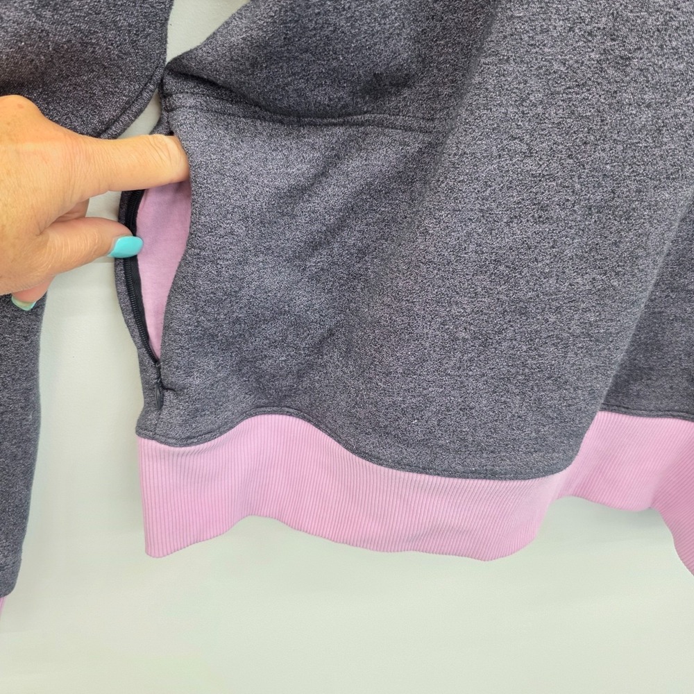 Under Armour Hoodie Heathered Pullover Pink Trim Athleisure Womens XL - Picture 4 of 10